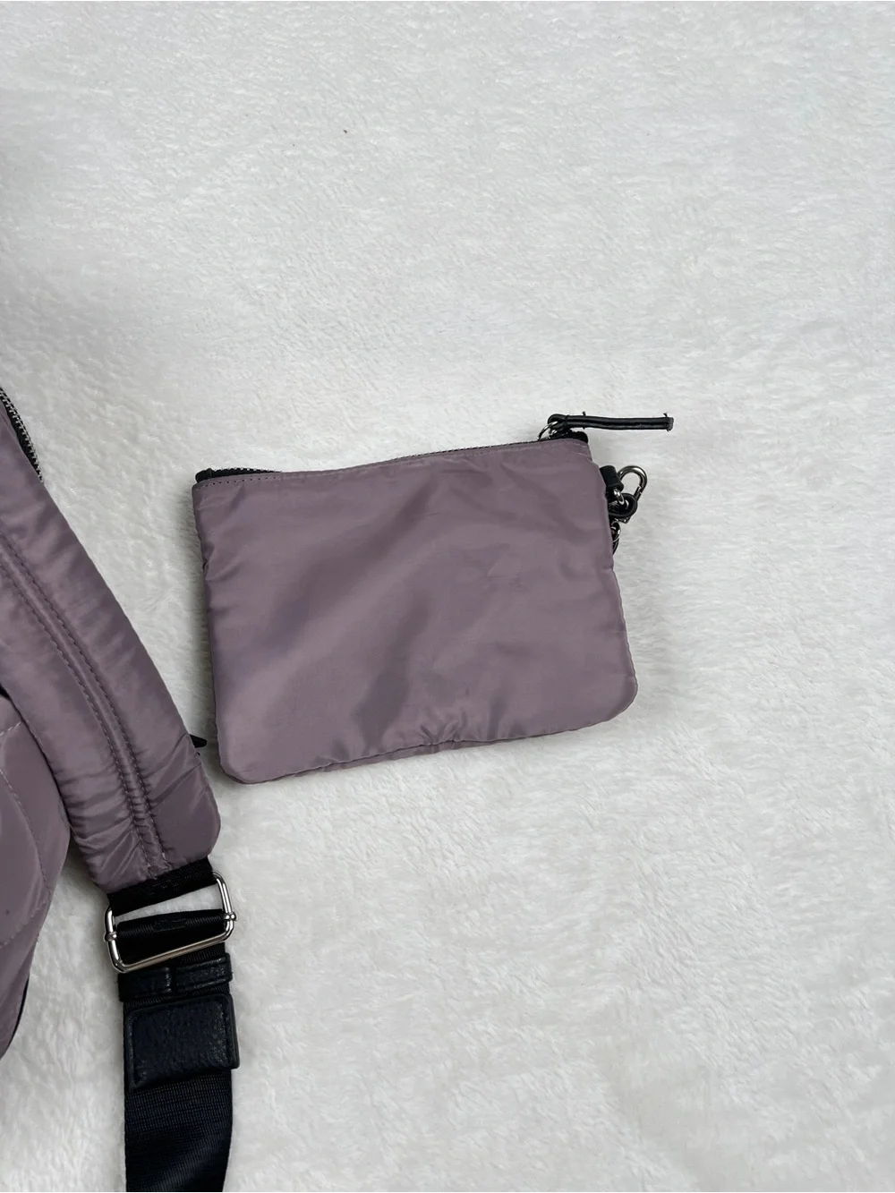Steve Madden Quilted Nylon Mini Backpack w/ Matching Pouch Purple EUC